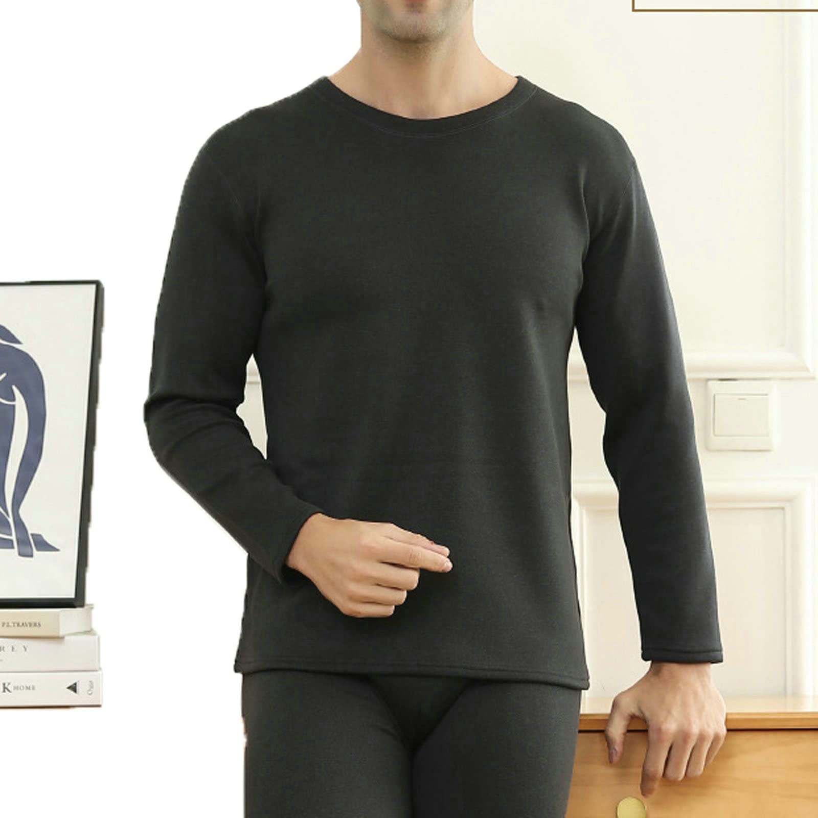 Daesar - Conjunto Ropa Interior Termica Hombre,Ropa Interior Termica Hombre Poliester Ropa Termica Hombre Gris Oscuro