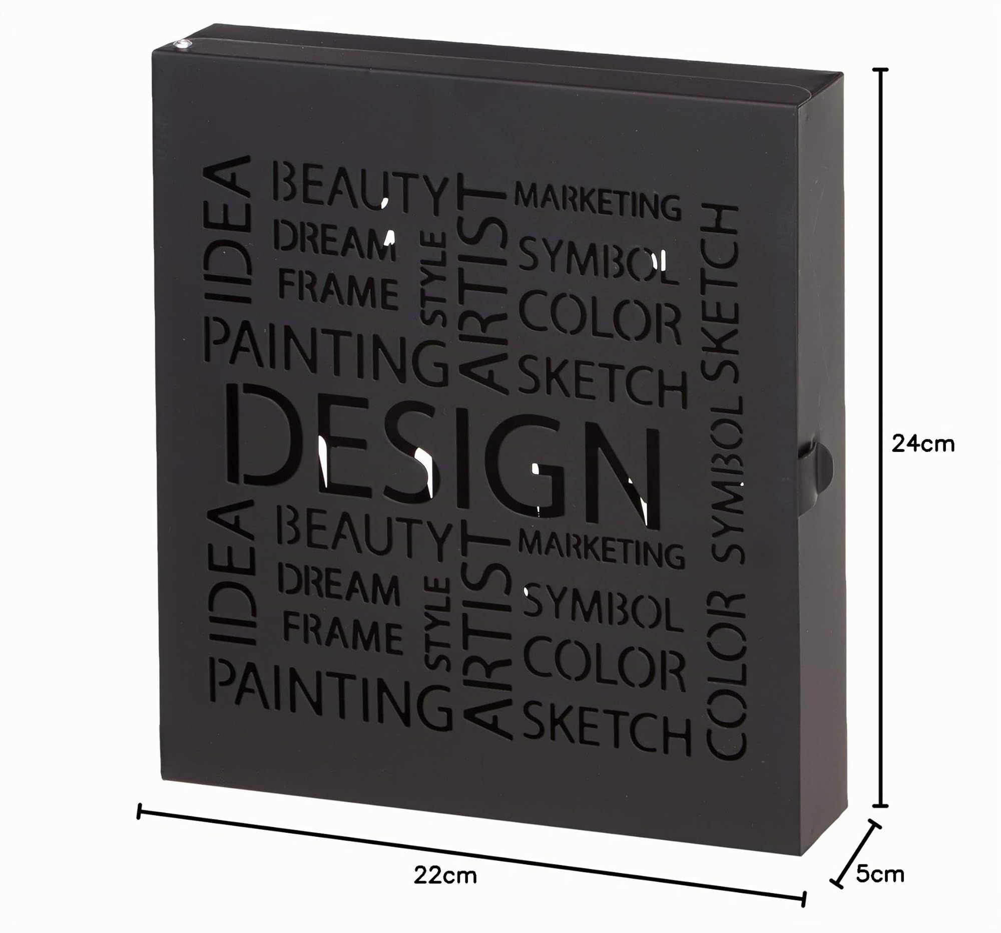 HAKU Cassetta Portachiavi Nero, Metallo - Dim. L 22 cm x A 24 cm x P 5 cm, Stile Moderno