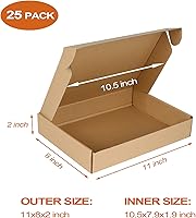 Vista 2 de PHAREGE Cajas de envío de 11 x 8 x 2 pulgadas a granel, paquete de 25 cajas de envío marrones, con bloqueo de pestaña para embalaje de pequeñas