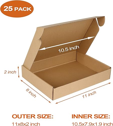 Miniatura 2 de PHAREGE Cajas de envío de 11 x 8 x 2 pulgadas a granel, paquete de 25 cajas de envío marrones, con bloqueo de pestaña para embalaje de pequeñas