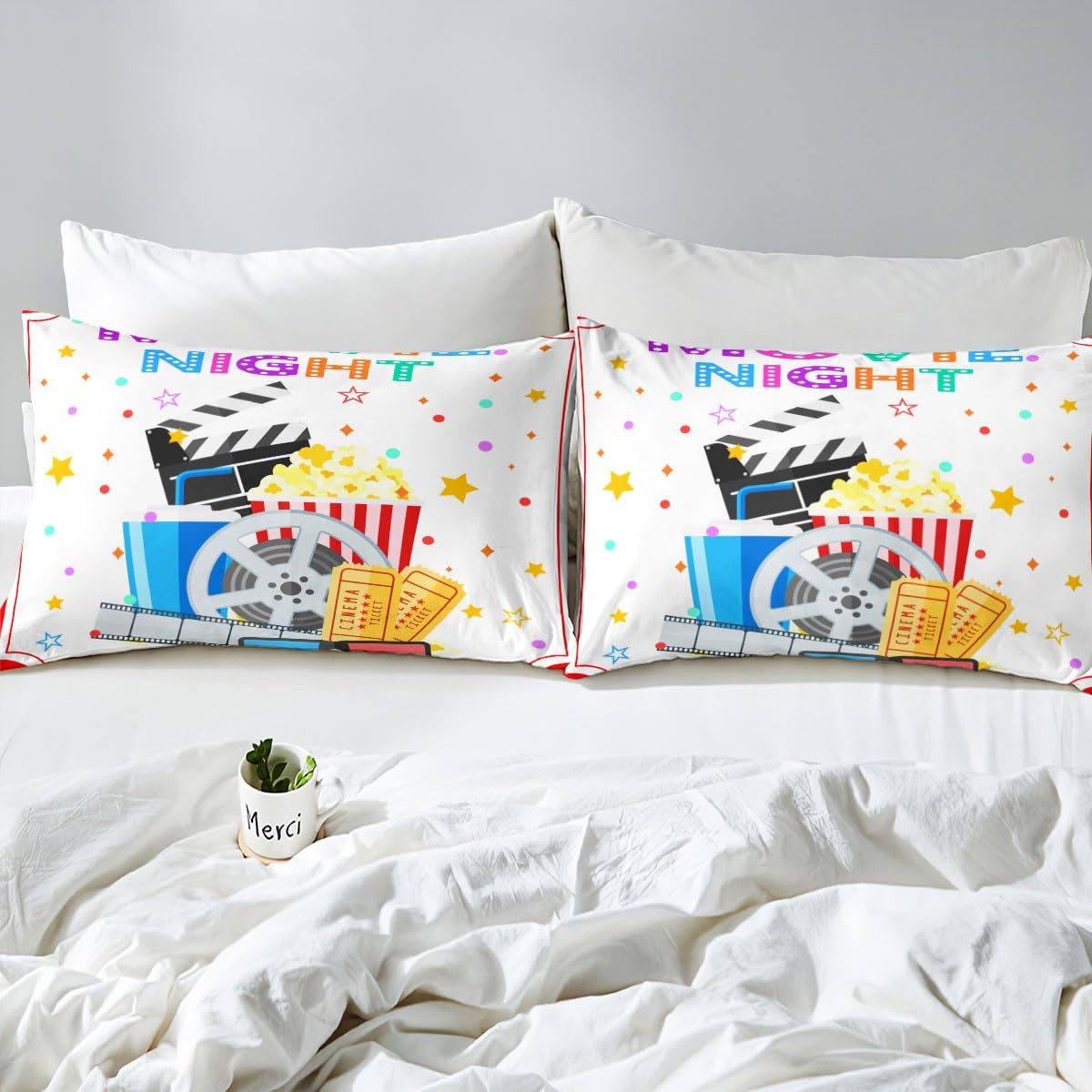 Set di lenzuola per cinema cinema Decor lenzuolo con angoli per bambini ragazzi ragazze Decor Movie Night Bedding Set Microfibra Home Theater Bed Cover camera da letto matrimoniale