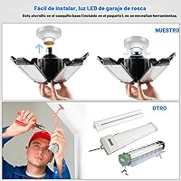 Vista 5 de Luces LED de garaje, paquete de 2, súper brillantes, de 32000 lm, luces LED de techo, 6500 K de iluminación, base con tornillo E26/E27, con 6