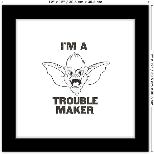 Miniatura 6 de Trends International Gallery Pops Gremlins - Arte de pared I'm A Trouble Maker, versión enmarcada negra, 12 x 12 pulgadas