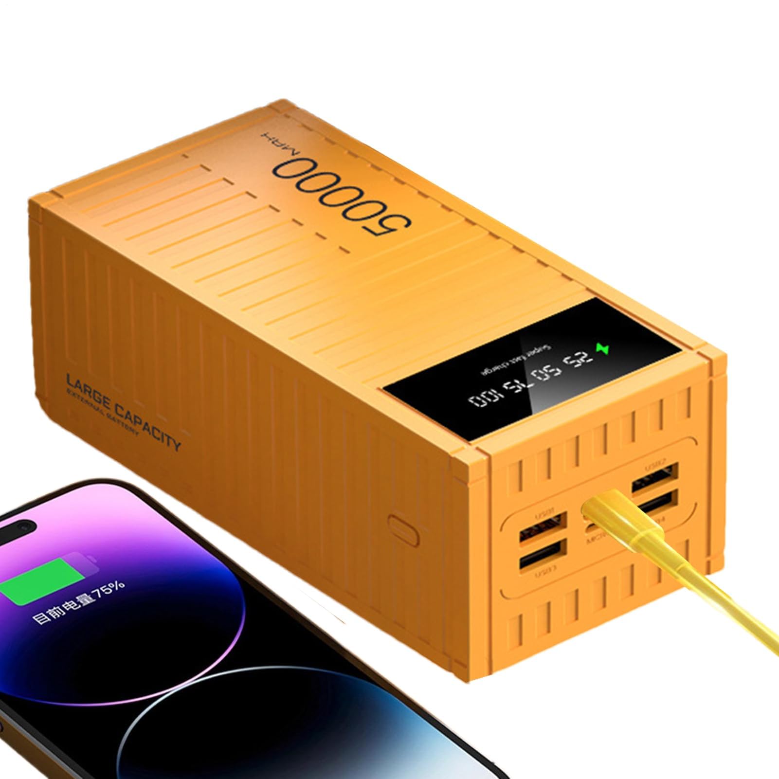Banco De Carga Rápida, Cargador De Alta Velocidad De 66 W, Gran Capacidad De 50000 MAh, Diseño Portátil Multifuncional, Construcción Duradera De ABS, Respaldo De Energía For Teléfonos Móviles(White.)