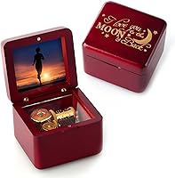 Vista 1 de Caja de música de madera natural con grabado láser vintage, mini caja musical con reloj de cuco, marco de foto musical, regalo para el día
