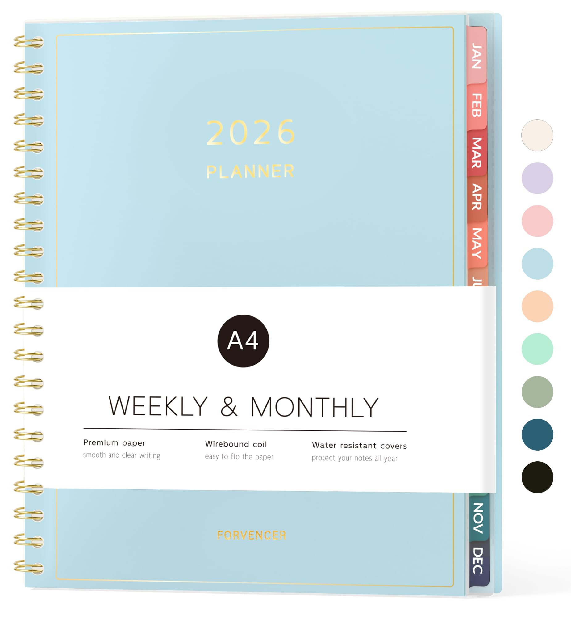 2026 Planner, Forvencer Calendar Planner Weekly and Monthly (Jan 2026-Dec 2026), 8.5" X 11", Agenda Book, Daily Journal Notebook with Tabs, Flexible