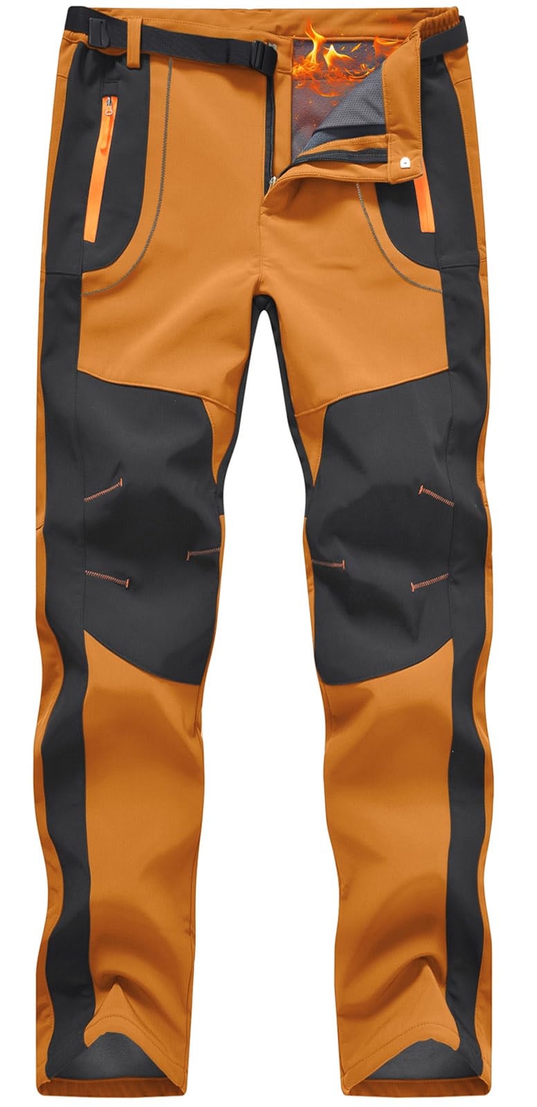 Rdruko Men's Snow Ski Pants Waterproof Insulated Winter Pants with Belt