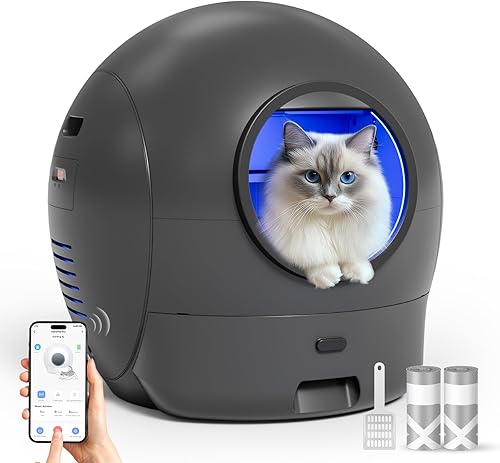 S2 - Caja de arena para gatos autolimpiante, caja de arena automática extra grande con control de aplicación, alerta segura, monitor de salud