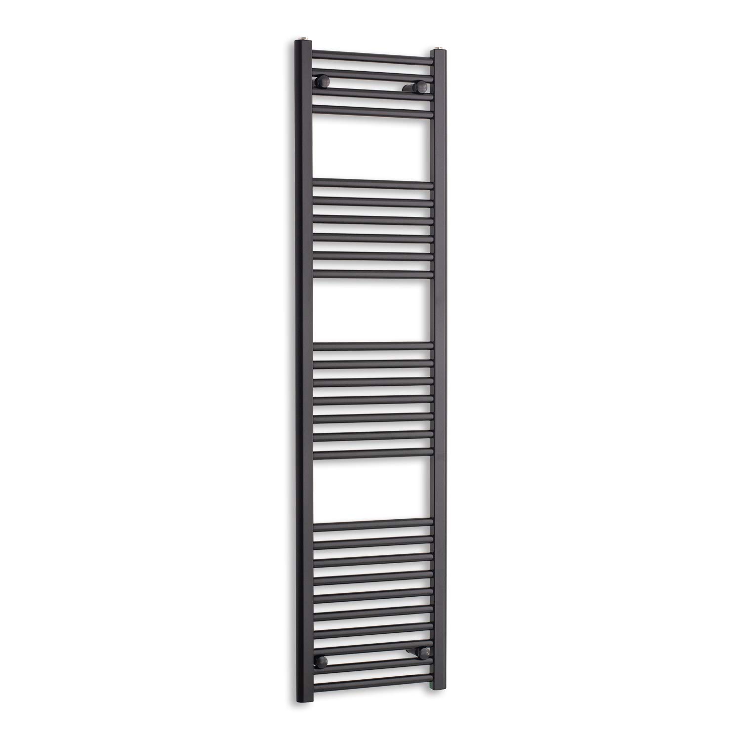 450mm Wide Black Heated Towel Rail Radiator Flat Ladder for Stylish Bathroom (450 x 1600 mm) — image 1
