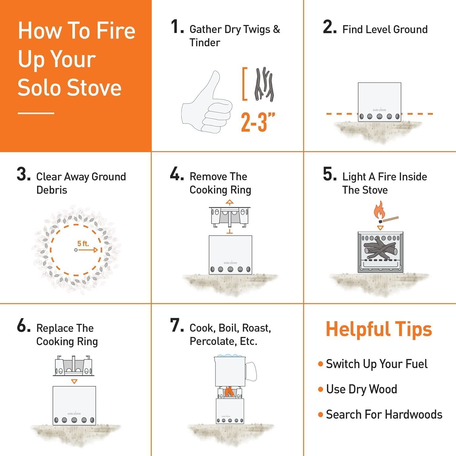 Solo Stove Lite Campingkocher | Tragbarer Camping Stove, Für 1-2 Personen, Rostfreier Edelstahl, Leistungsstarke, effiziente Holzverbrennung mit geringer Rauchentwicklung, 14,5x10,7cm, 255g leicht