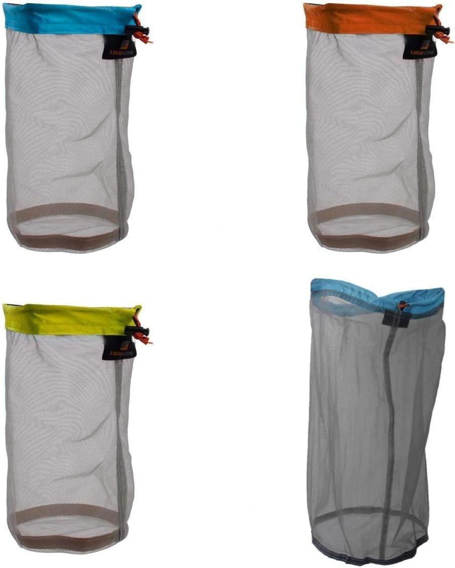 Mesh Nylon Storage Bag Ultralight Stuff Sacks Lightweight Bags Set with Drawstring for Camping Travel Hiking Surviving Outdoor Sports