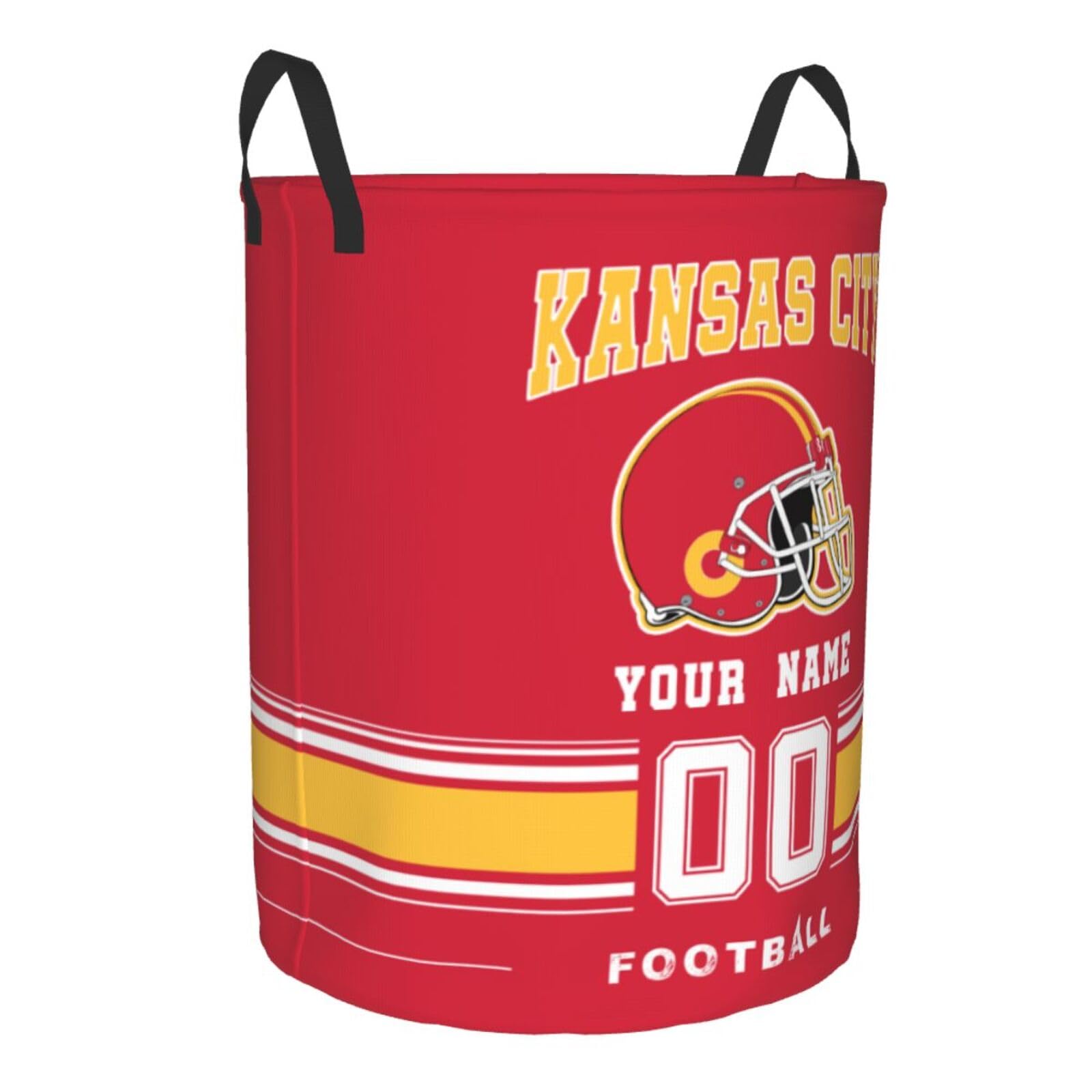Kansas City Custom Laundry Hamper Personalized Name Number Collapsible Storage Basket with Handle Large Capacity Waterproof Hamper for Bedroom Bathroom Living Room