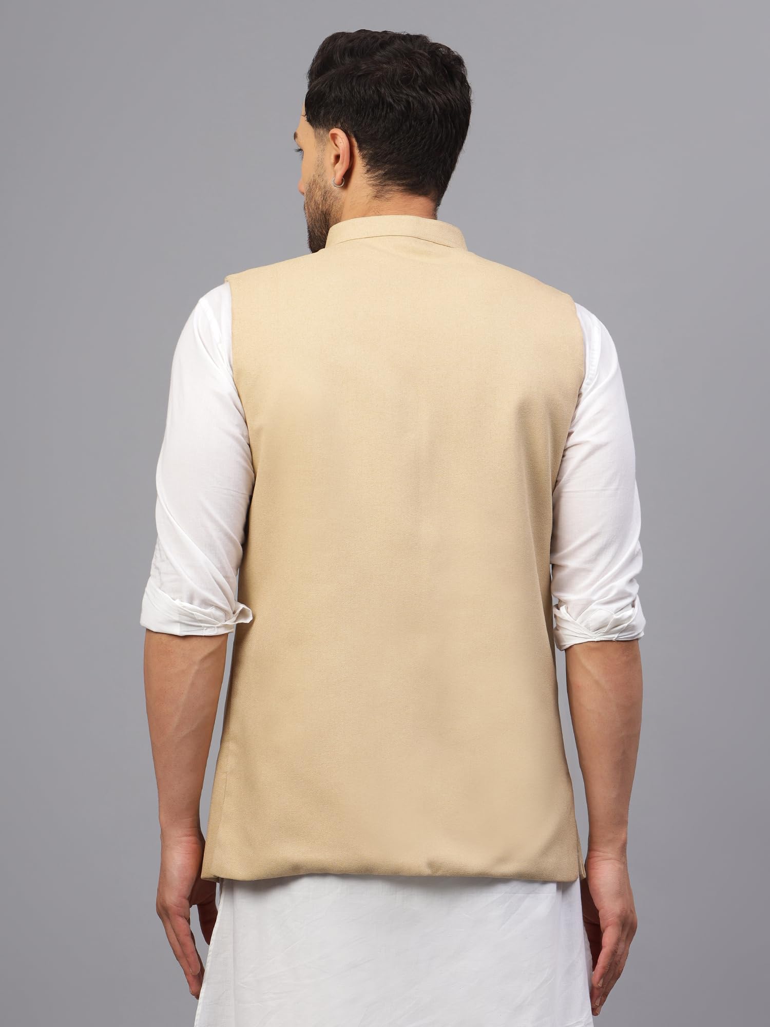LATEST CHIKAN Men's Traditional Silk Cotton Geometrical Printed Premium Nehru Jacket/Waistcoat -SADRI-JC-BG-40 - Image 5 thumbnail