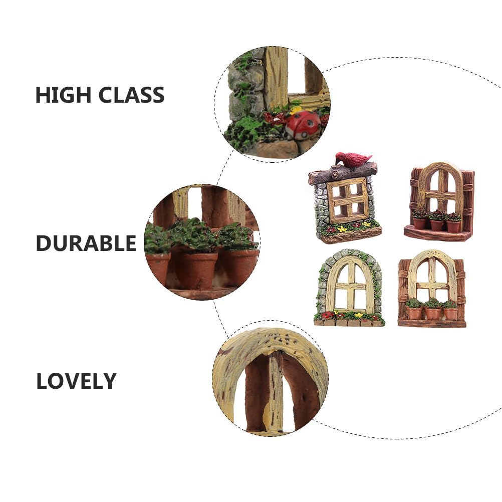 Pack De 4 Puertas De Hadas En Miniatura GANAZONO – 6x5 Cm, De Resina, Para Jardín, árboles, Paredes Y Casas De Muñecas