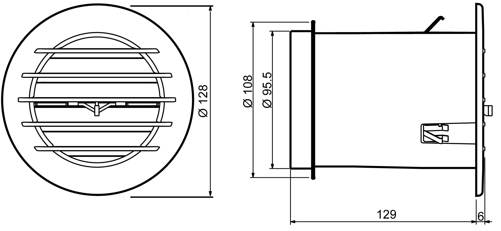 La Ventilazione ACT10CB Aircontrol Griglia Tonda con Valvola Termostatica per Clima Mite Diametro 128 mm, Bianco