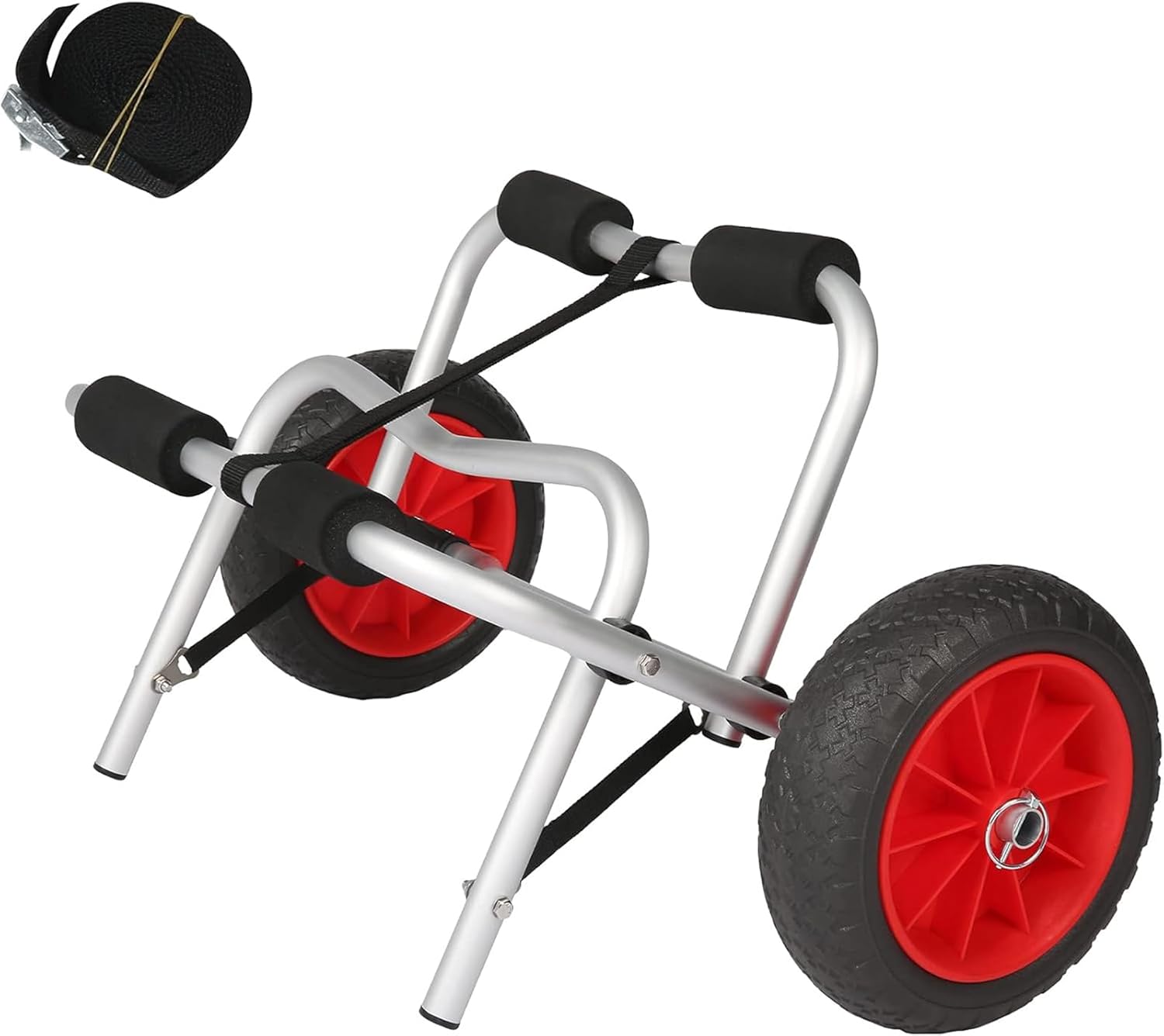 CUSMA Kayak Cart Trolley, Portable Canoe Carrier with 3.6M Strap, Foldable Transporting Boat, Float Mats Aluminum Frame CUSMA Kayak Cart Trolley, Portable Canoe Carrier with 3.6M Strap, Foldable Transporting Boat, Float Mats Aluminum Frame