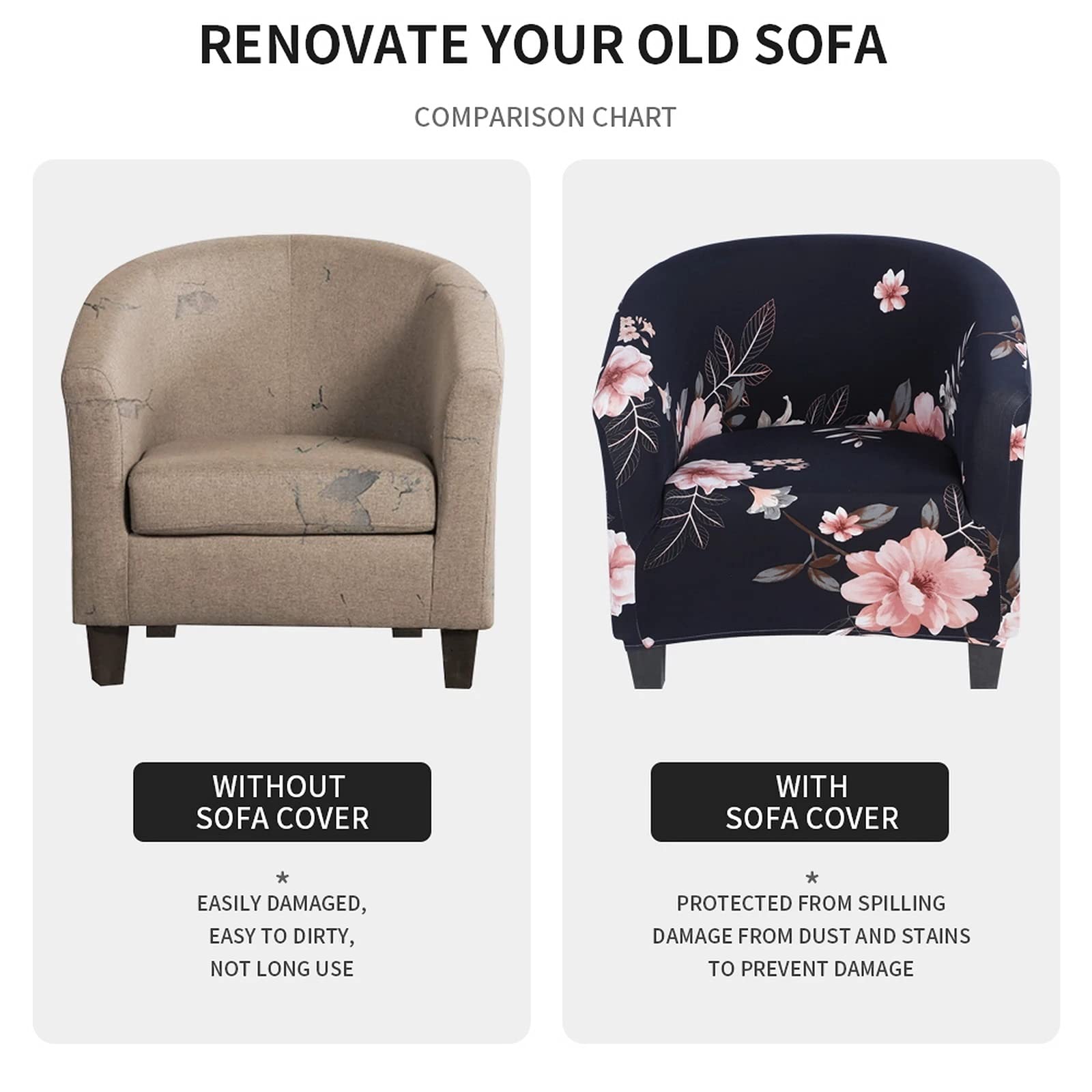 Highdi 2 Pièces Housse De Fauteuil Cabriolet Chesterfield, Extensible Couverture De Fauteuil