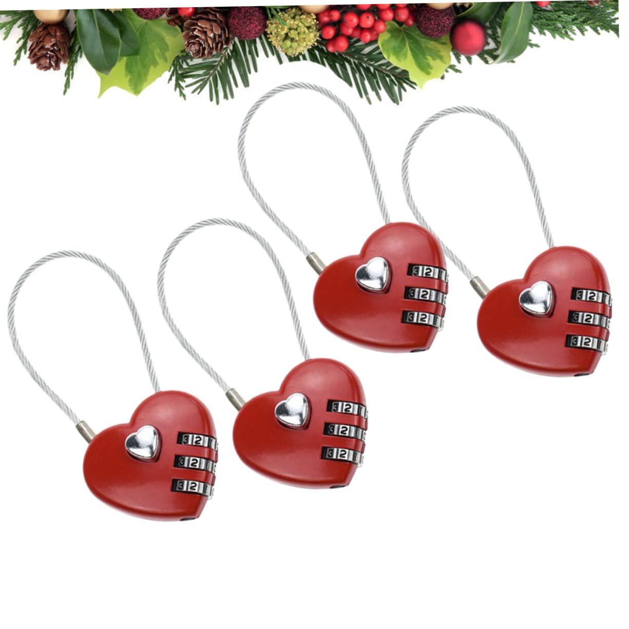 HEMOTON 3 Set Di Lucchetto A Combinazione Doganale Con Password Lucchetto Concentrico Per Valigie Rosso Facile Da Usare 4 Pezzi*3