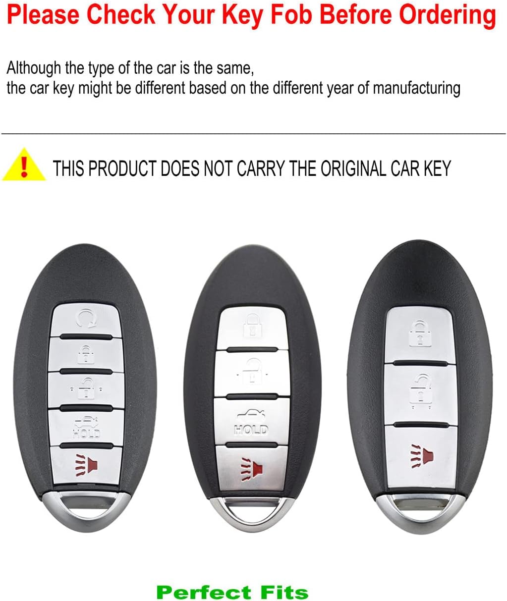 for Nissan Key Fob Cover Smart Key Case Holder Protector Compatible for Titan Pathfinder Frontier Rogue Altima Kicks Murano Armada Maxima (JNS-Silver) - Image 2