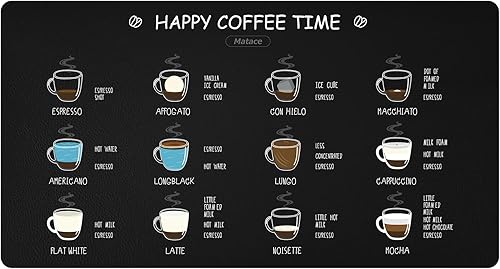 Miniatura 7 de Tapete de secado de platos para cafetera, 12 x 19 pulgadas, recortable, superficie de piel sintética y respaldo de goma, protector de encimera de