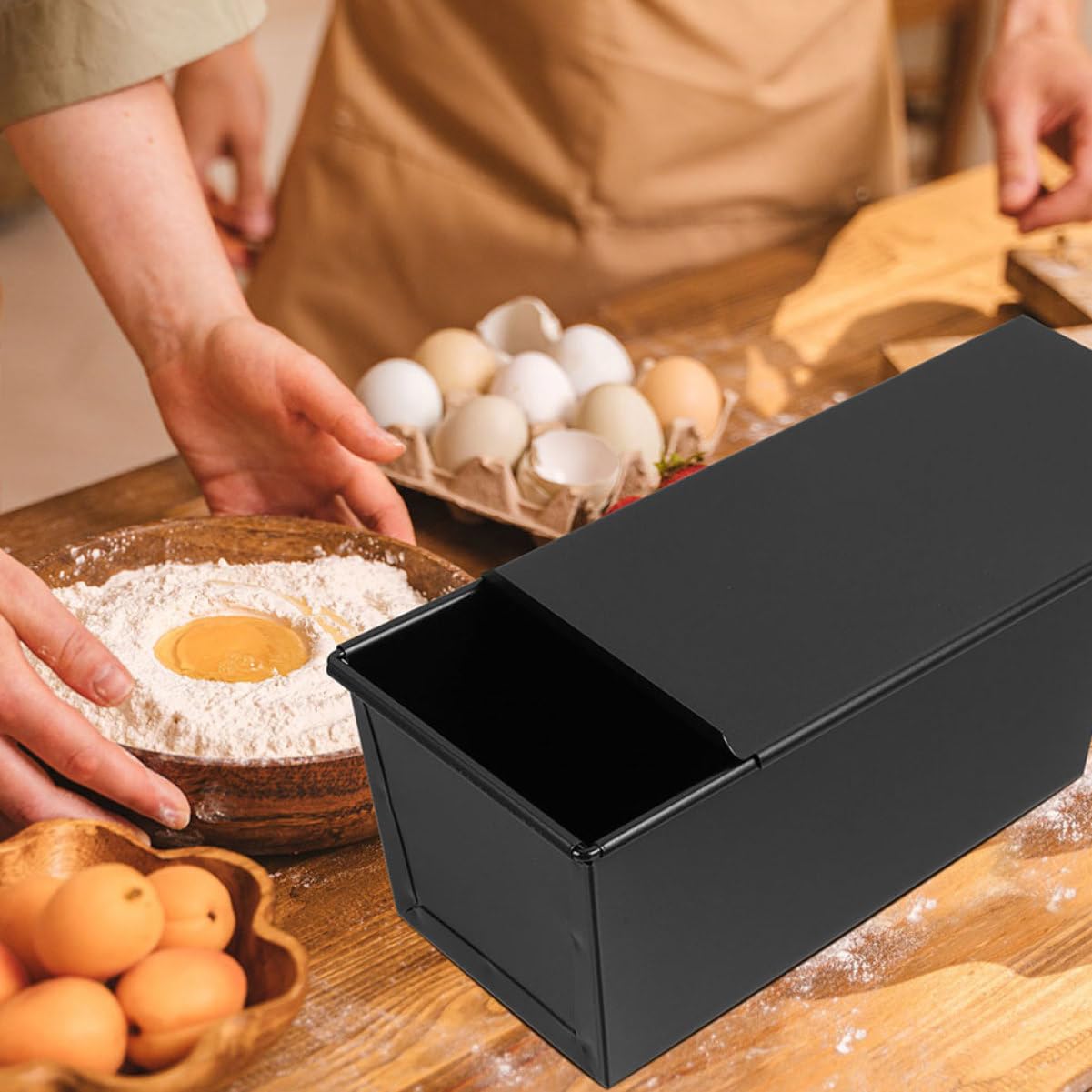 Cabilock 2 Piezas Molde para Pan de Tostadas con Tapa Deslizante Molde Reutilizable para Hornear Pan Utensilio de Cocina Práctico para Panes y Pasteles