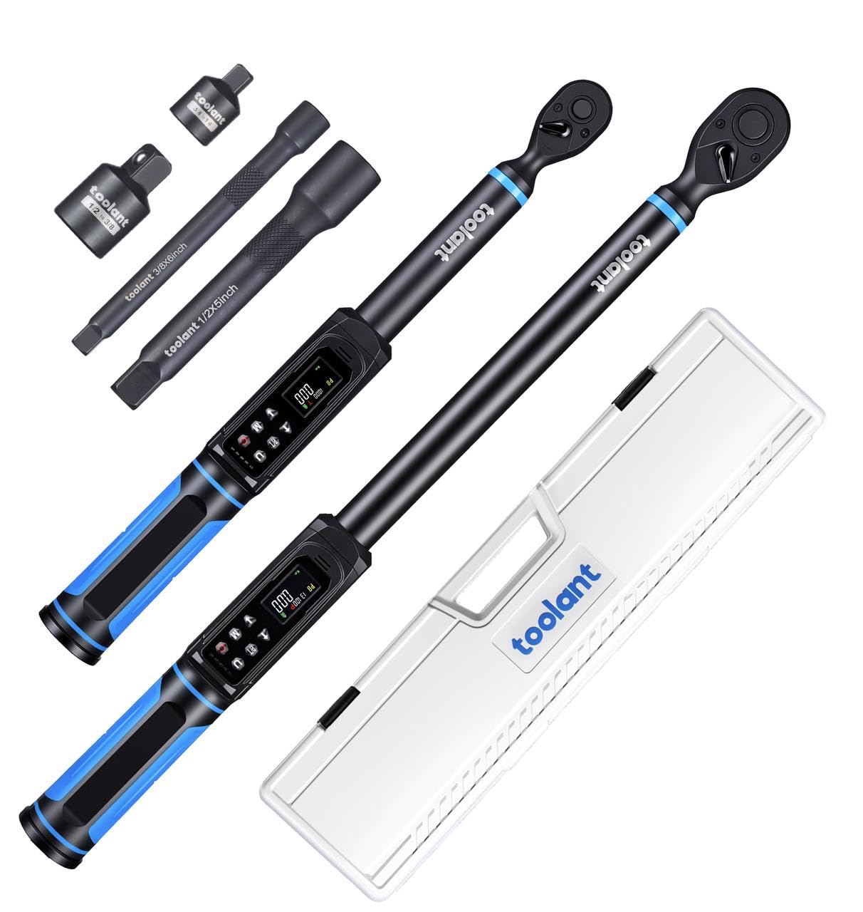 toolant Digital Torque Wrench Set, 1/2"&3/8" Torque Wrench Digital with Dual Direction Ratchet 1.5-99.6ft.Lb/2-135Nm & 3.7-250ft-lb/5-340NM with Vibration, Buzzer and LED Alert
