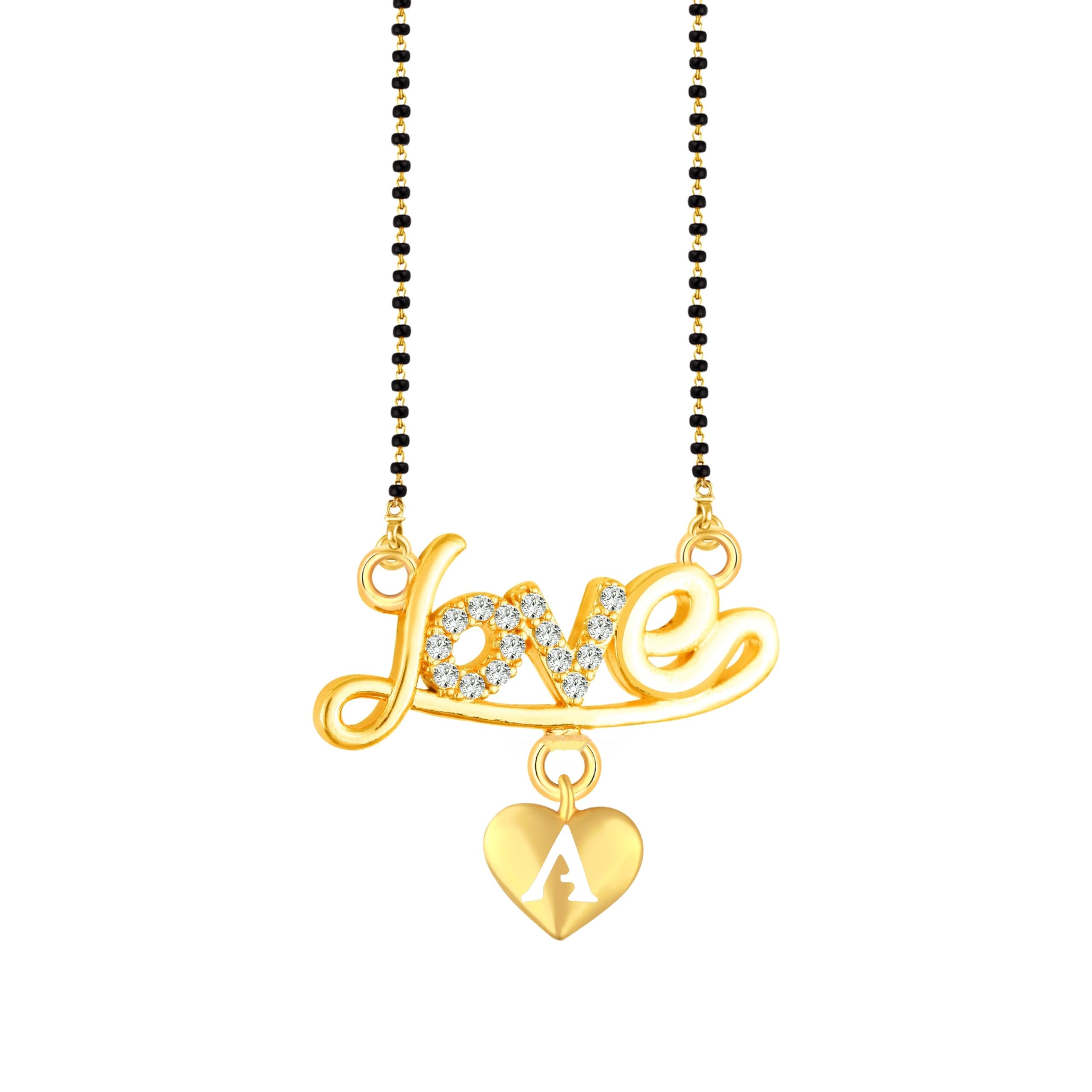 Valentine's Love letter A Gold plated Latest pendant alphabet Mangalsutra-image-23