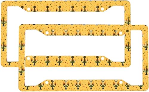 2 Pcs Car License Plate Frames for Women Men - Vintage Colorful Candle Print Aluminum Solid License Plate Cover for Car Accessories for Women Men