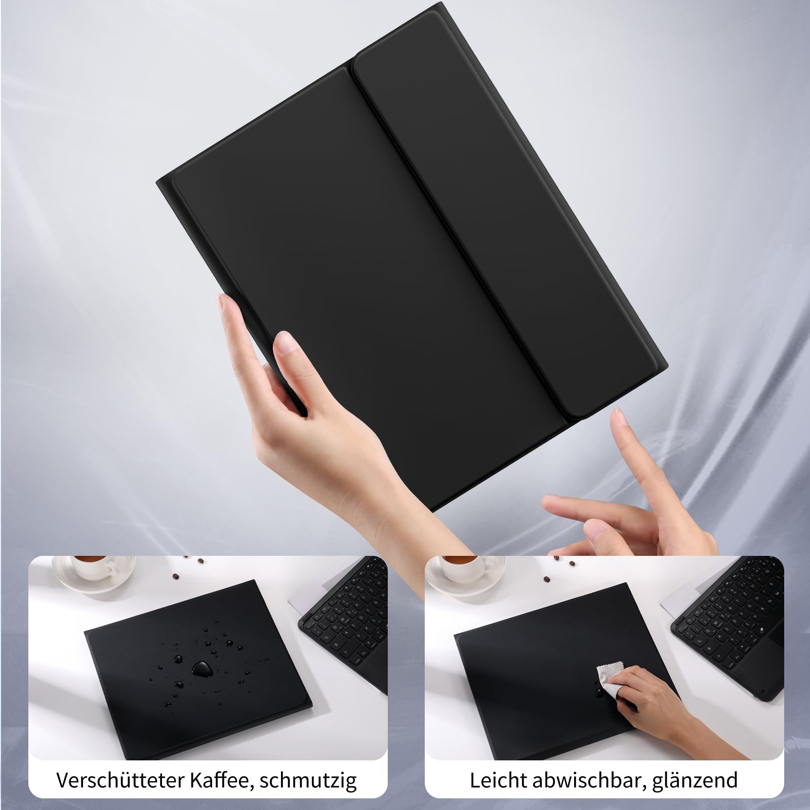 Vobafe Hülle Tastatur für iPad Air 13 Zoll M4 M3 M2 & Pro 12.9" 3/4/5/6 Gen | QWERTZ Keyboard Multi-Touch Trackpad 7 Farben Beleuchtung, Hülle mit Stifthalter für iPad Air 13 (2026/2025/2024), Schwarz