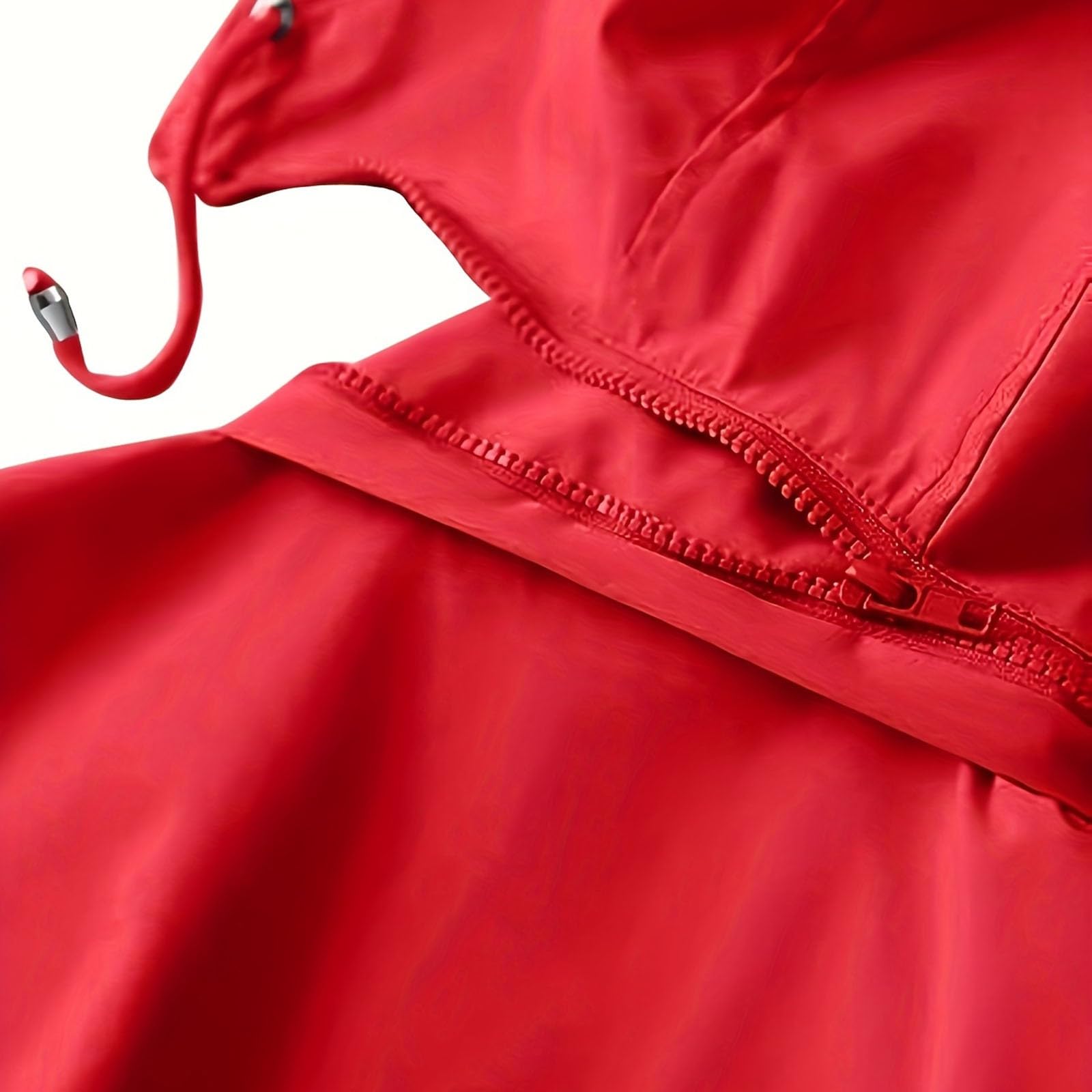 Generisch Veste de pluie 3 en 1 pour femme, imperméable, respirante, légère, grande taille, veste de pluie, été, softshell imperméable, veste d'extérieur cintrée à capuche, coupe-vent, longue veste