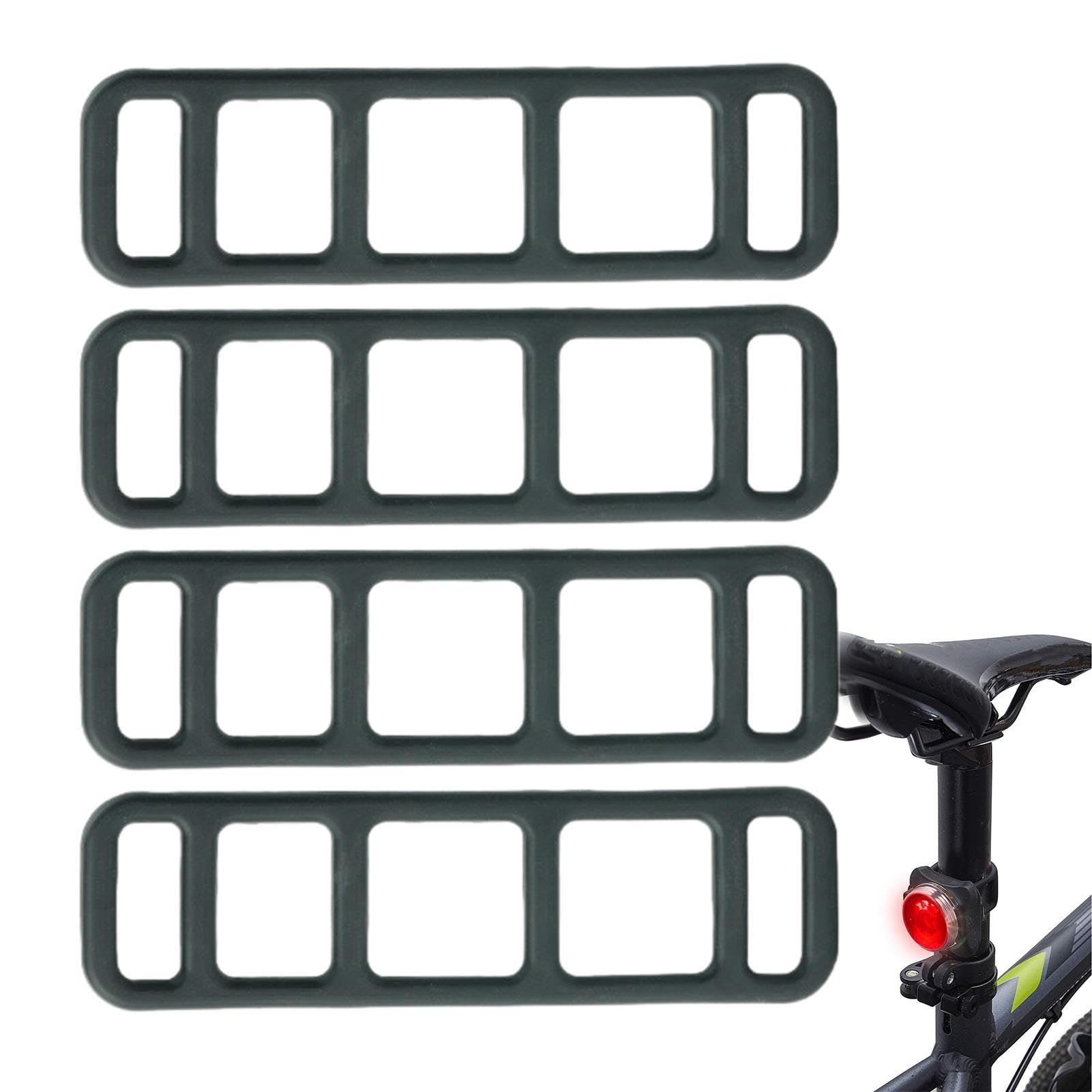 8 Cinghie Silicone Per Luci Bici - Supporto Per Specchietto, Contachilometri, Impermeabili, Nere - Foto 2
