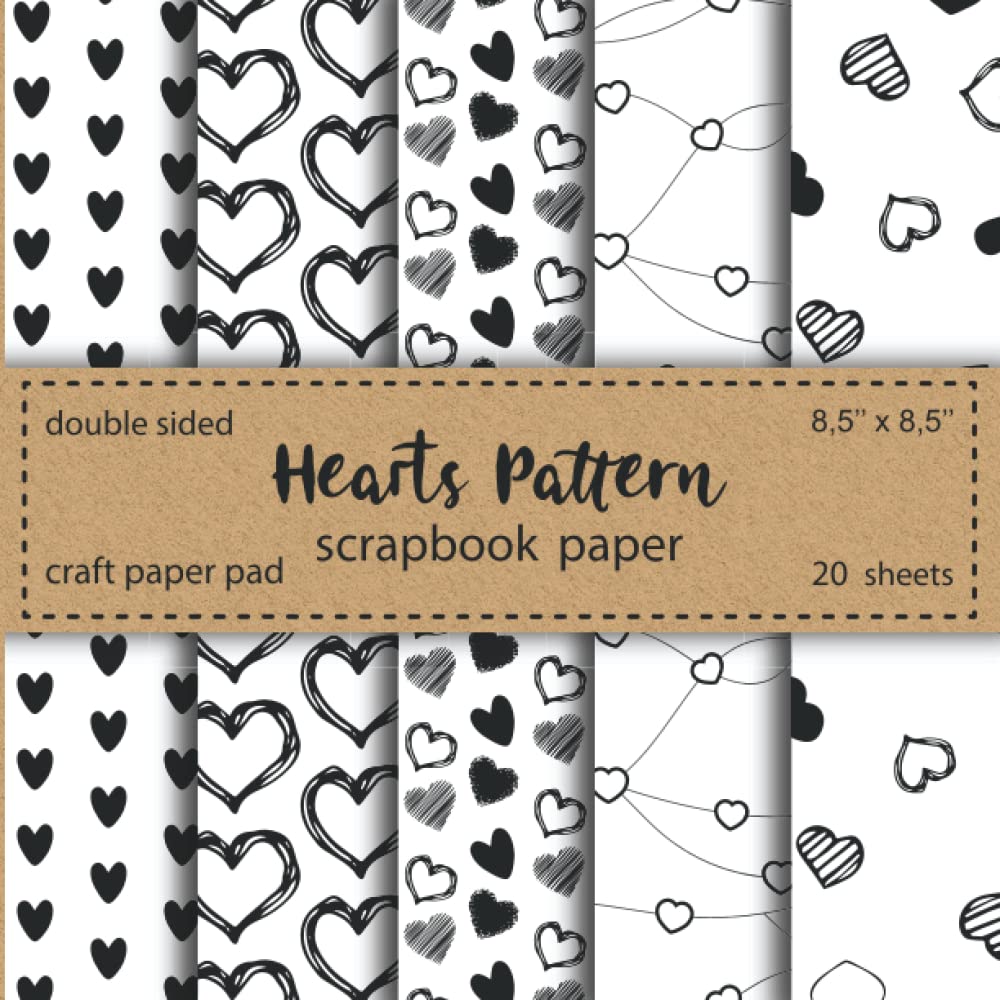 Hearts Pattern Scrapbook Paper: Craft Paper Pad | Decorative Pattern Paper | Paper Arts, Wrapping, Origami, Scrapbooking, Decoupage, DIY Crafts , Stationery Making