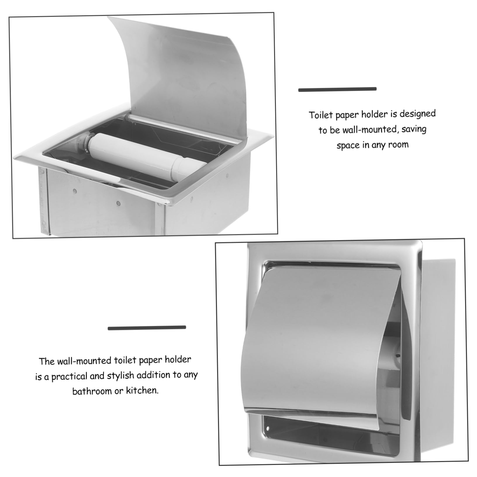 Cabilock Caja De Pañuelos De Pared De Acero Inoxidable Dispensador De Papel Higiénico para Baño para Cocina y Cuarto De Baño