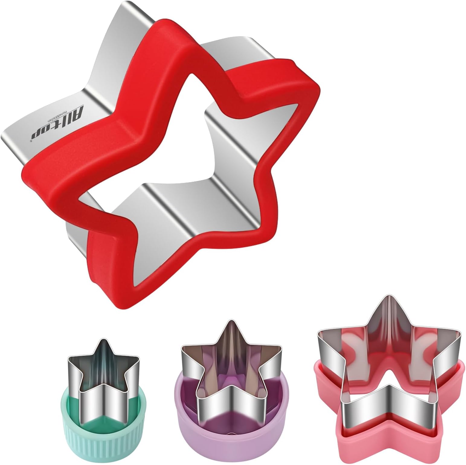 ALLTOP Star Cookie Cutters Set – 4 Pcs Different Sized Biscuit Cutter, Donut & English Muffin Cutter for Baking