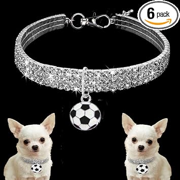 GIANTE Pet Dog Bling Collar Cat Puppy Safety Collar Neck Strap Football Pendant Pink M