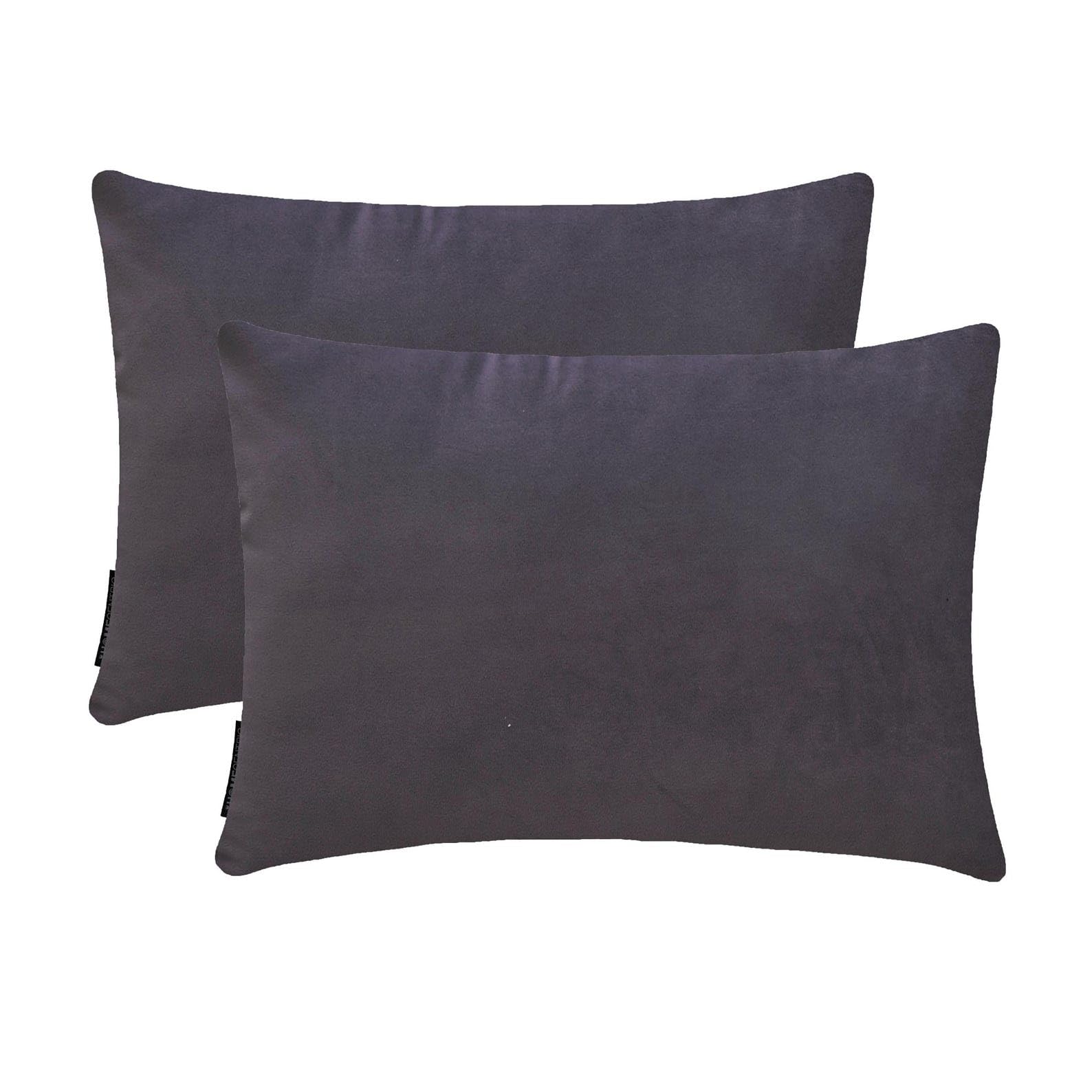 Purple Ash Luxury Lumbar Cushion Covers 50x90 cm | Pack of 2 Modern Velvet Oblong Cushion Cover | Plain Solid Pillowcases for Bed, Couch & Sofa, Modern Home Décor - Purple Ash Velvet Dream