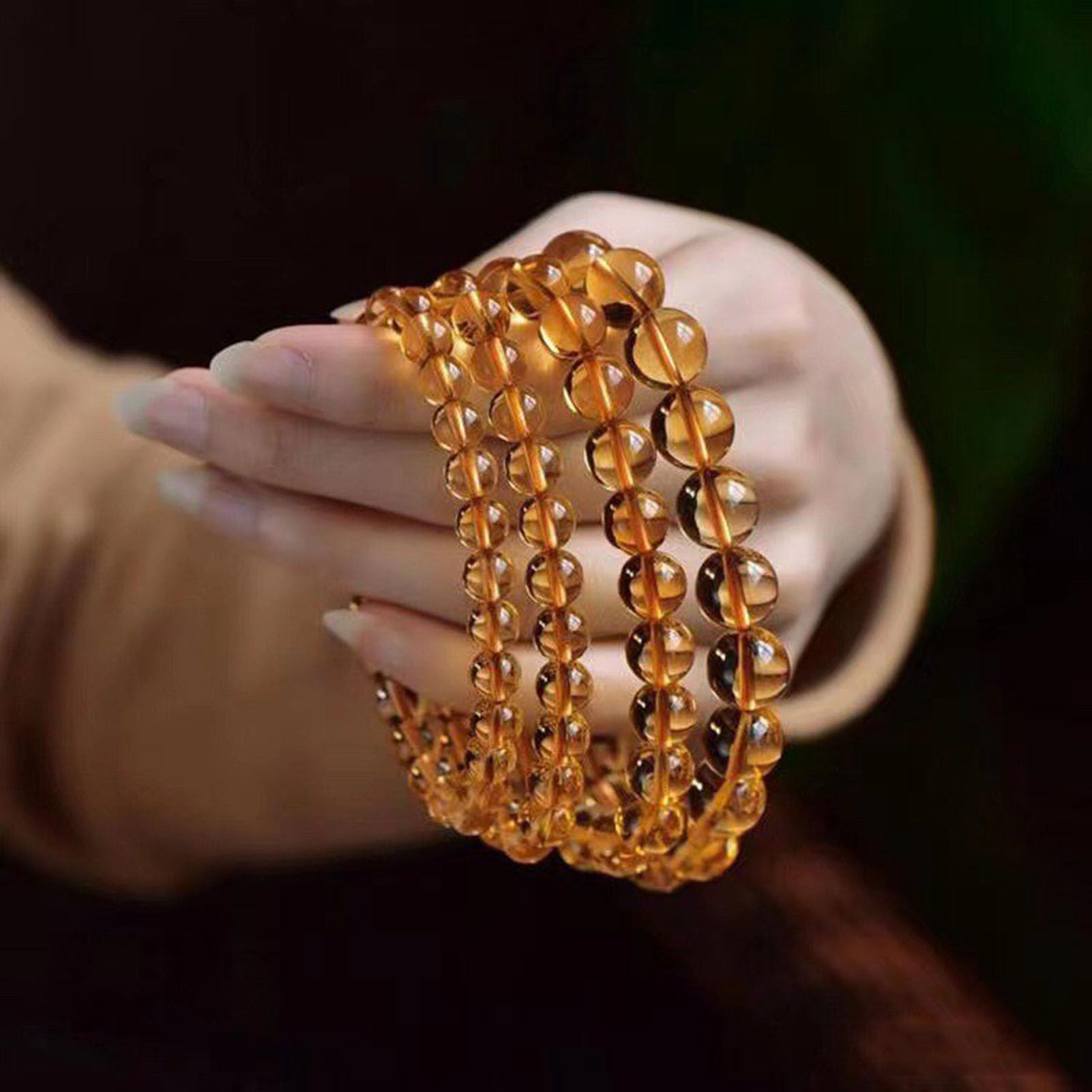 Handgefertigte Naturstein-Armbänder für Damen und Herren, Citrin-Kristall | Heilende Chakra-Energie, spirituelle Kristall-Stretch-Edelstein-Armbänder für Urlaub, Geburtstag, Schmuckgeschenke