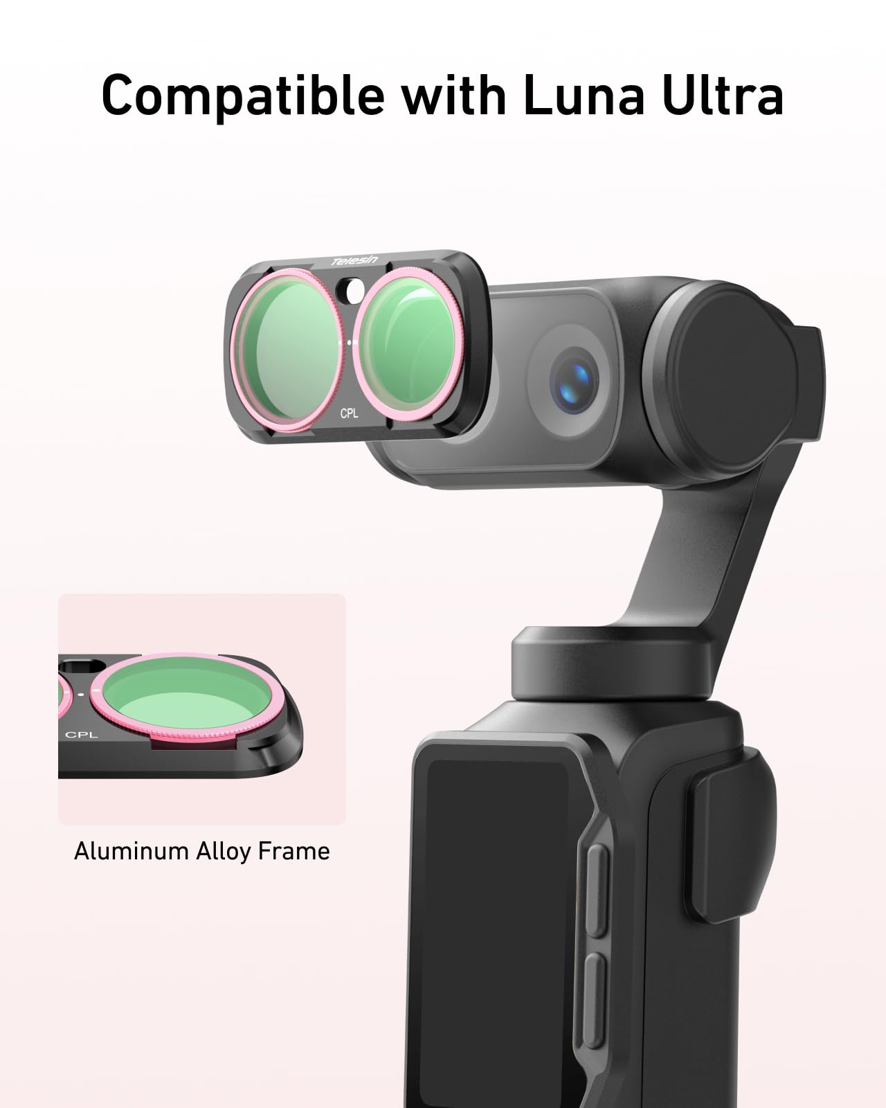 TELESIN Zestaw filtrów CPL + VND 2-32 + 1/4 Black Mist do Insta360 Luna Ultra | Uchwyt magnetyczny | Cinematic Glow | Szkło powlekane HD | Szybka wymiana | Gotowy do podróży