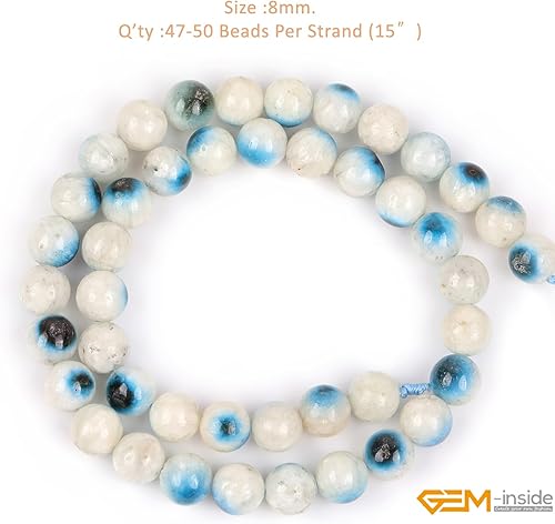 Miniatura 399 de GEM-Inside - Cuentas sueltas de piedra de lava negra natural de 0.315 in para hacer joyas, 15 pulgadas Cordierita de grado A