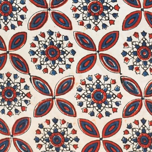 Image of Ethnics of Kutch Womens's Ajrakh Modal Silk Natural Dye Hand Block Print Unstitched Kurta Fabric