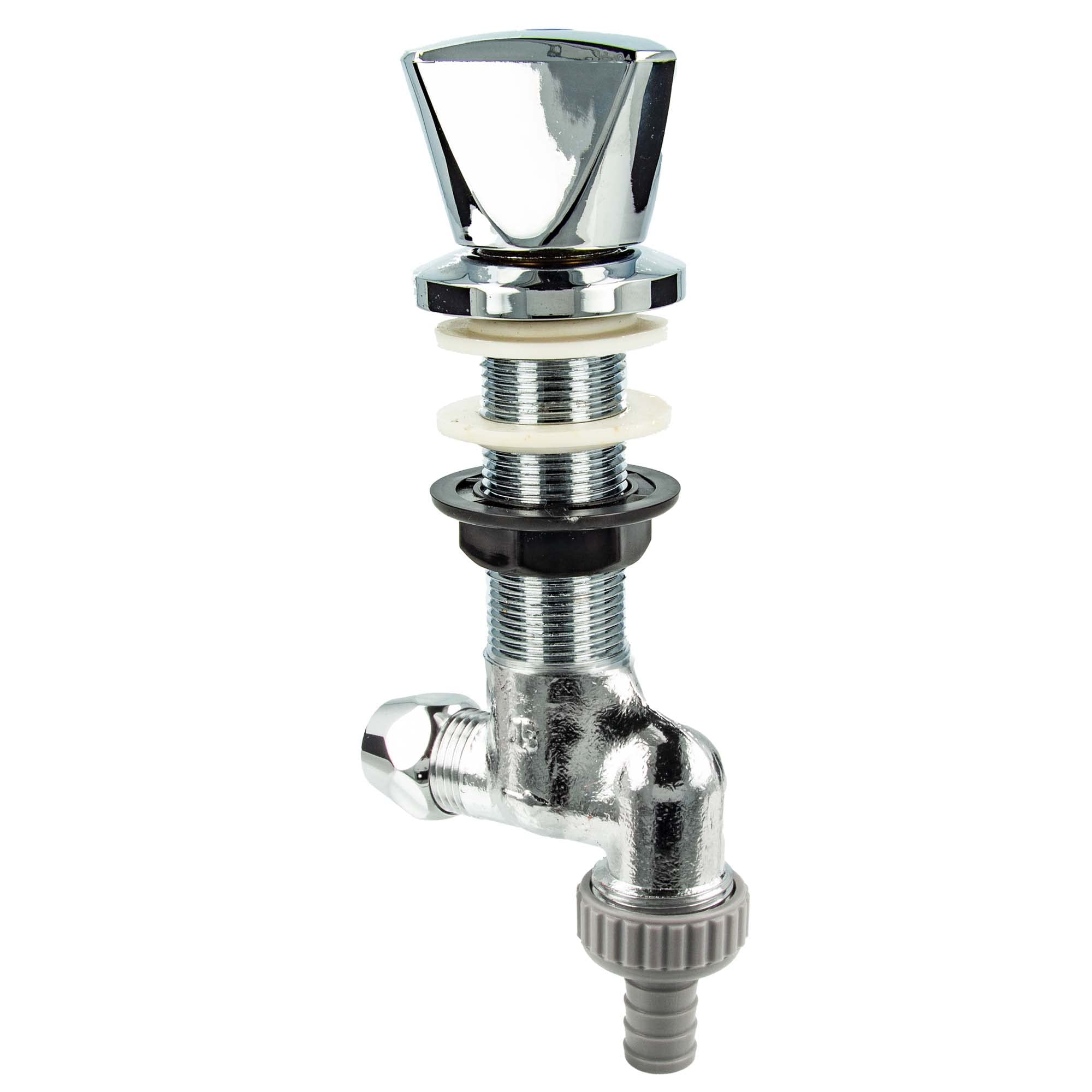 JS -22284 Under-sink Valve 1/2 Inch QV (10 mm) x 3/4 Outlet - Polished Chrome-Plated, 1/2 inch x 3/4 inch