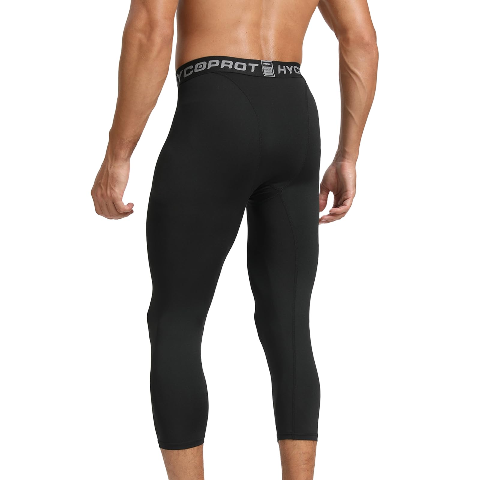 HYCOPROT Herren 3/4 Kompressionshose Schnelltrocknende Laufhose Tights Sport Leggings Atmungsaktiv Funktionsunterhose Tight Hose für Basketball Fitness Joggen