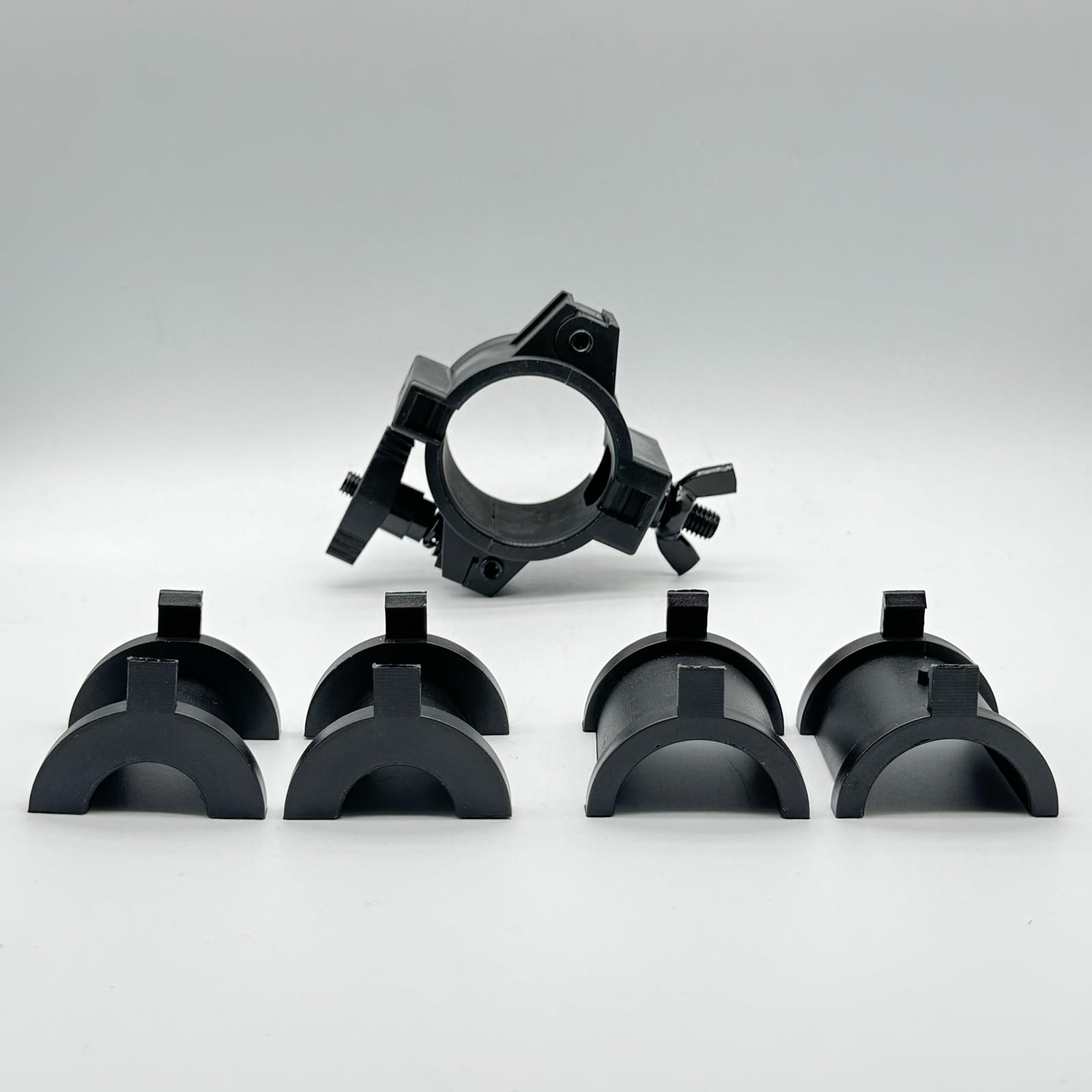 Lot de 2 pinces toriques pour éclairage de scène - Convient pour 3 tubes de diamètre 25 mm, 36 mm, 48 mm, capacité de charge de 20 kg (noir)