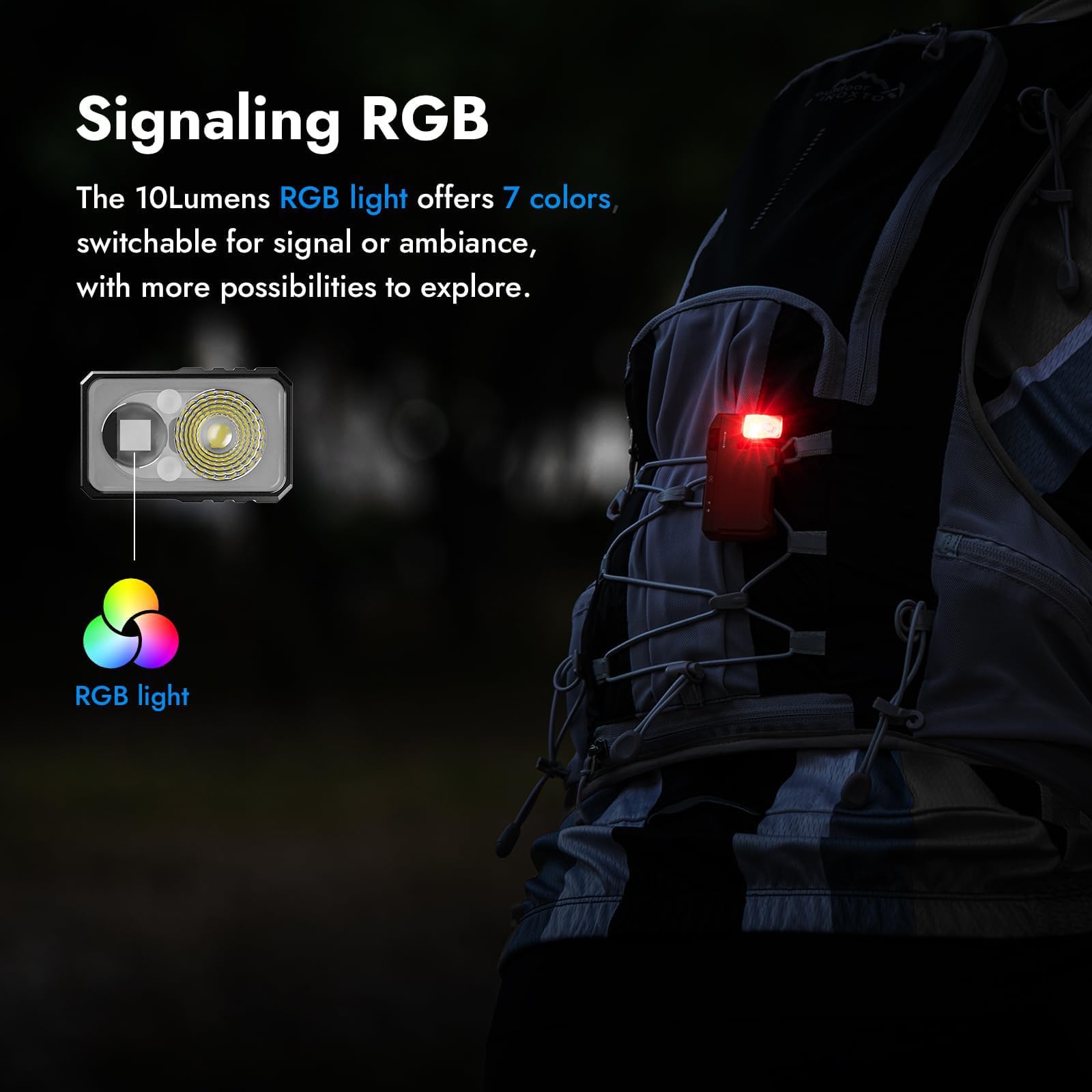 Torcia LED Ricaricabile RGB 650 Lumen, Mini Con Anello Portachiavi, Magnetica E USB-C, IP66, Per Campeggio Ed Esterni - 2
