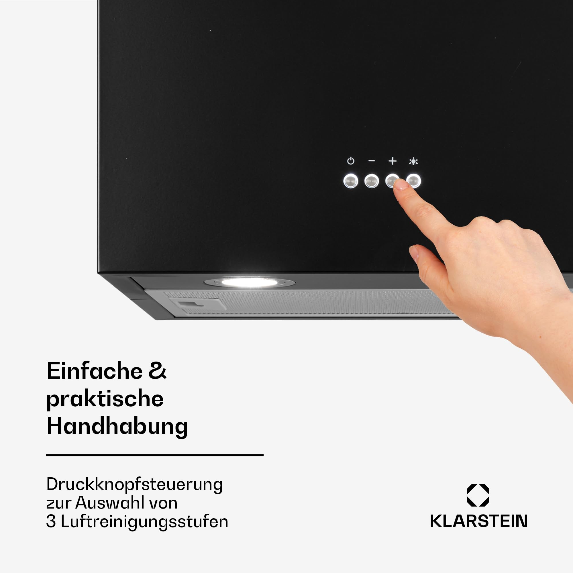 Klarstein Structura Inselabzugshaube Edelstahl schwarz 641 m³/h LED 41 x 35,5 cm