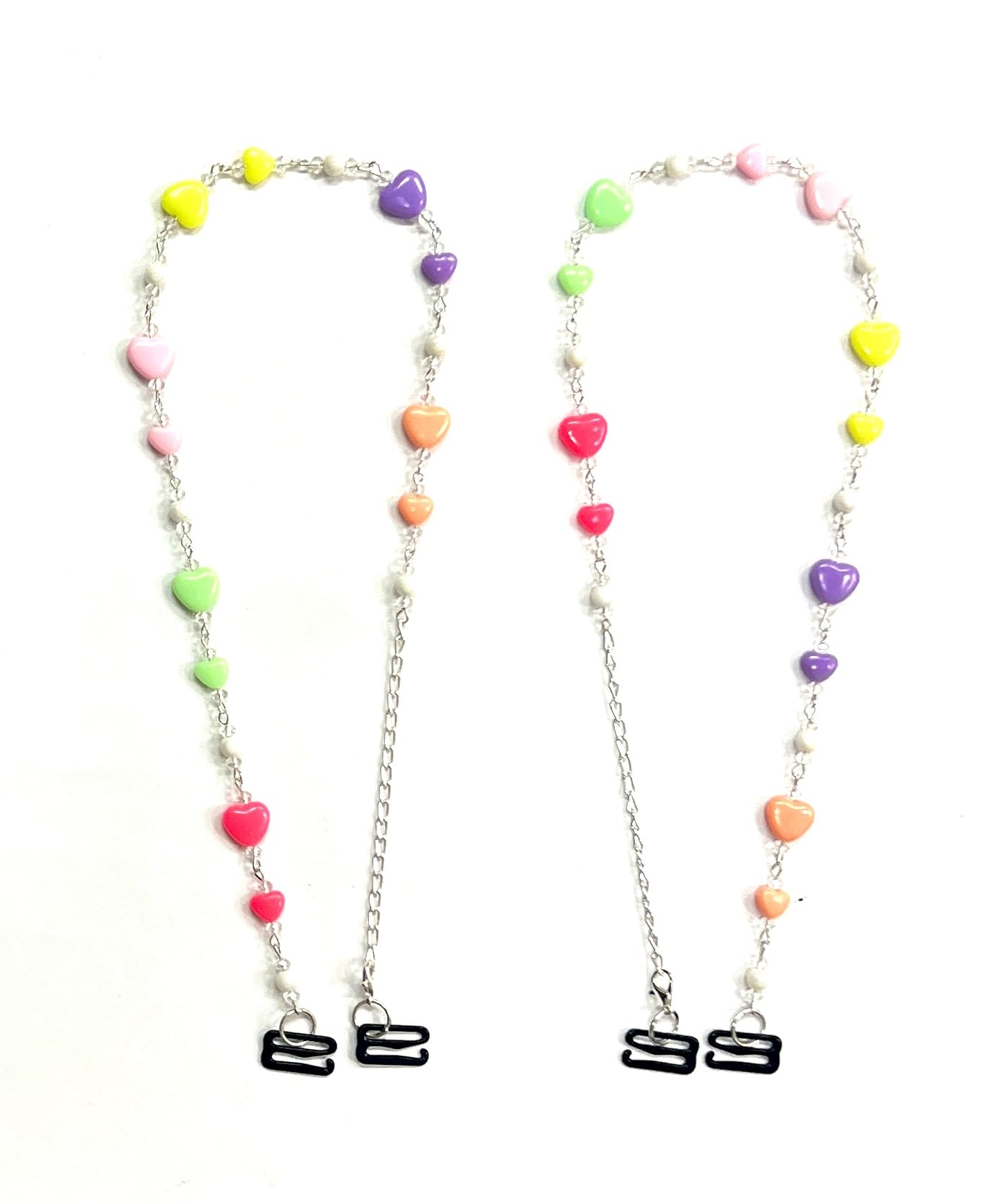 HeddzMulticolour Adjustable Women Bra Shoulder Strap for Strapless Bra, Dresses & Tank Tops | Big & Small Hearts Acrylic Beaded Women Body Jewelry |Decorative Bra Strap for Women and Girls