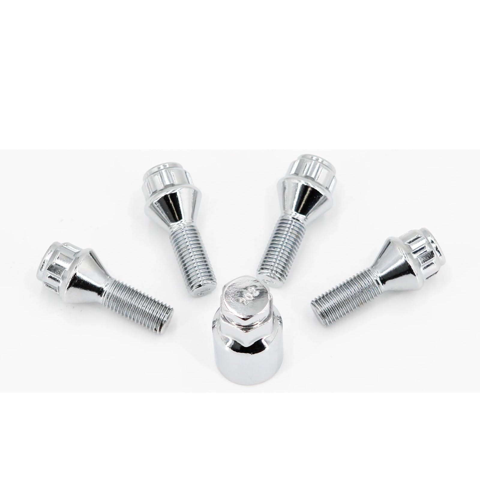 Compatibile con Nissan 5 pezzi bulloni ruota dadi antifurto M12 x 1,5 con chiave di bloccaggio perno ruota in lega base conica Bulloni Ruota