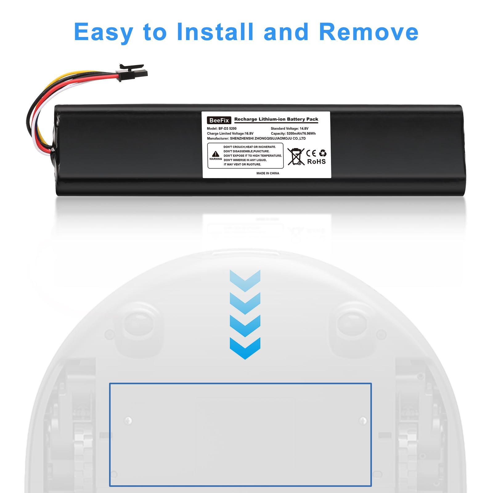 Batteria di ricambio da 5200 mAh per robot aspirapolvere Neato Robotics Connected D3, D5, D7, ad alta capacità Robotic Vacuum 14,4 V agli ioni di litio 945-0225