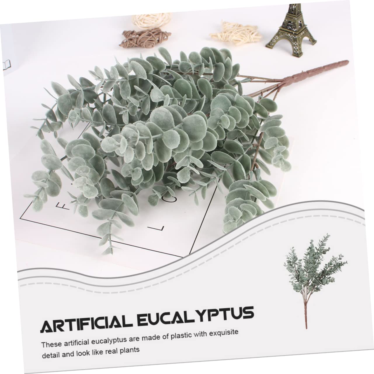 Alipis 9 Pz Foglie di eucalipto simulate falso eucalipto plettri di foglie artificiali piante artificiali fake plants plettri artificiali di foglie di finto plastica
