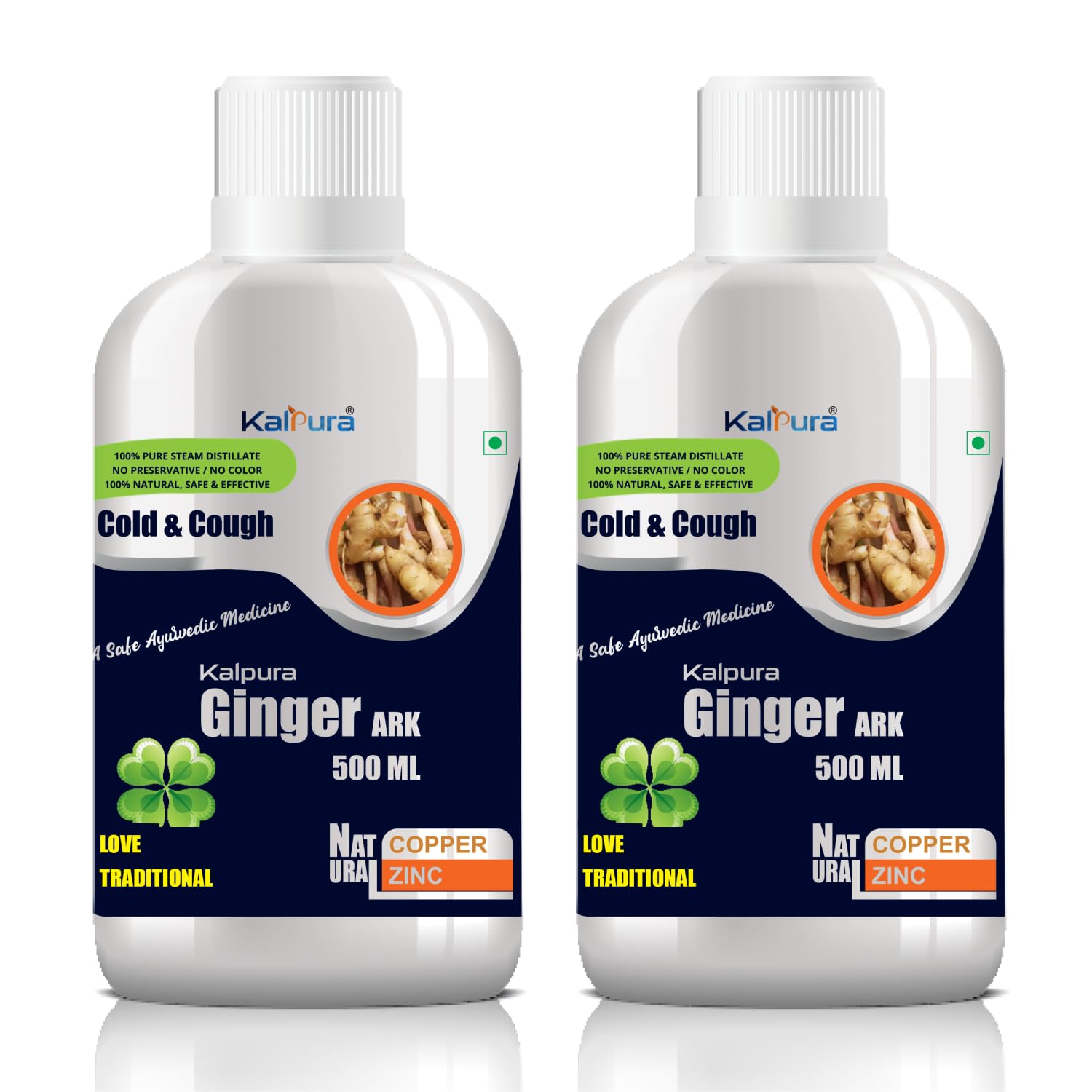 Kalpura Adrak Ark β 100% Pure Ginger Distillate | Supports Respiratory Health & Immunity | Natural Antioxidant | No Artificial Colors or Chemicals | 1Ltr (Pack of 2 β 500ml Each)